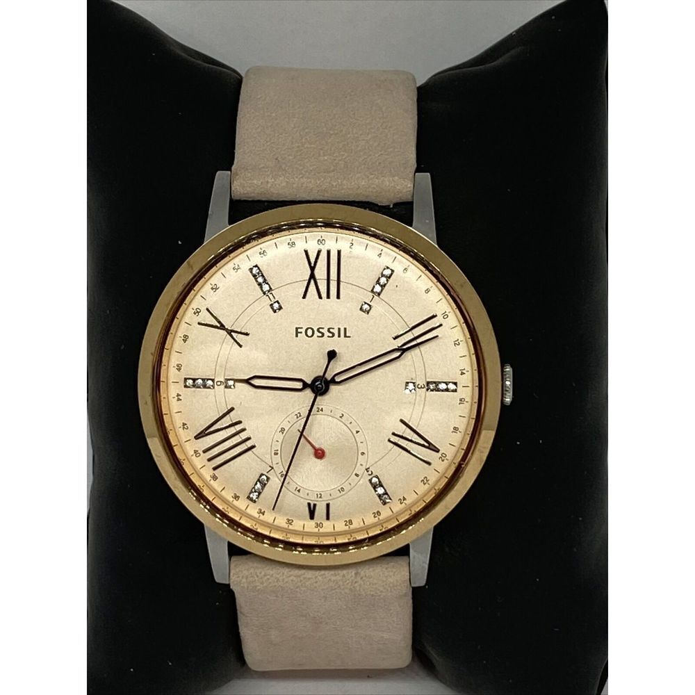 Fossil Gazer ES4163 Women's Leather Analog Pink Dial Quartz Genuine Watch KS741